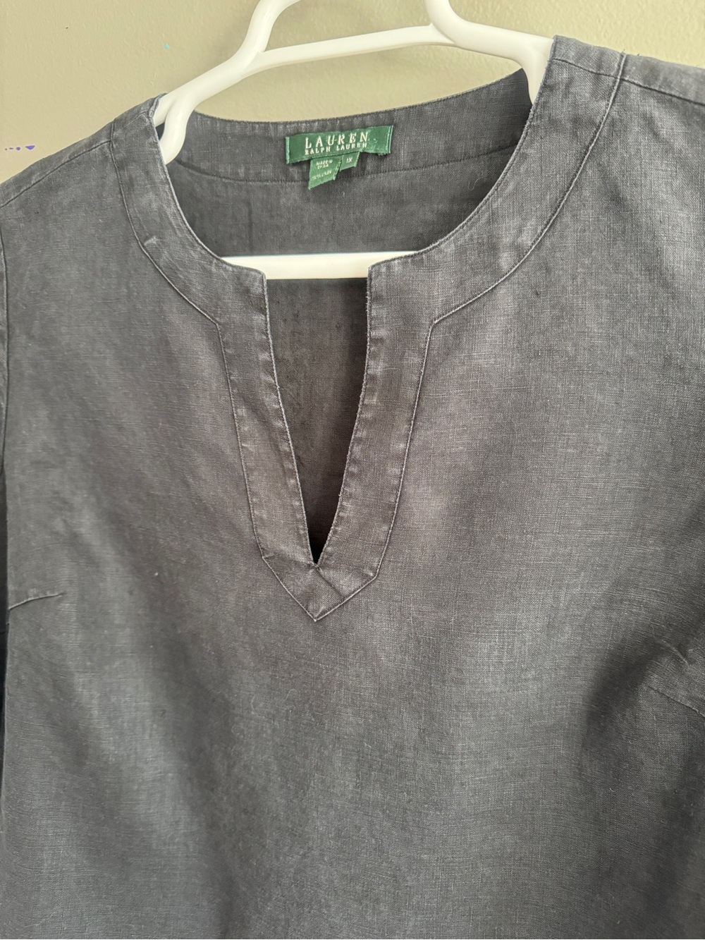 Ralph Lauren 1X Distressed Black 100% Linen Tunic - Picture 4 of 15
